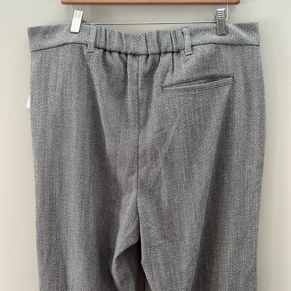 NWT Old Navy Herringbone Grey Brown Pull On Wide Leg Front Pleated Work Trouser - Picture 4 of 5